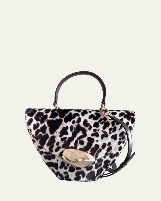 Orb Leopard Calf Hair Top-Handle Bag